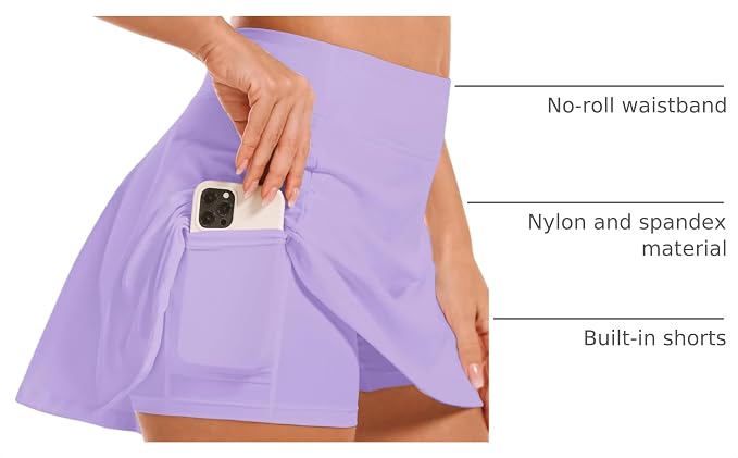 Stelle Women's Tennis Golf Skirts High Waisted with Pockets Inner Shorts for Athletic Skorts Sports Running Pickleball