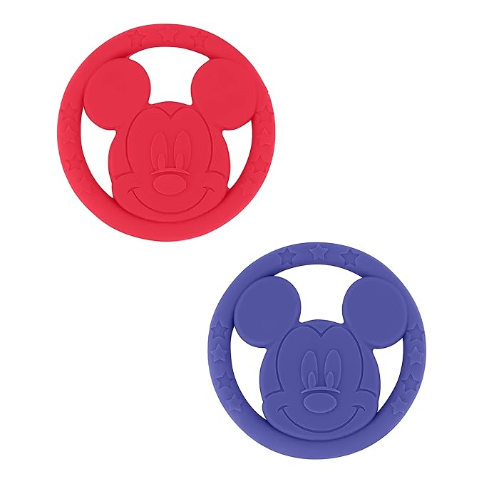 Cudlie Disney Silicone Teether Toy Set for Infants, Food Grade and BPA Free Teethers for Babies 6-12 Months, 2-Pack Teether Toys for Newborns