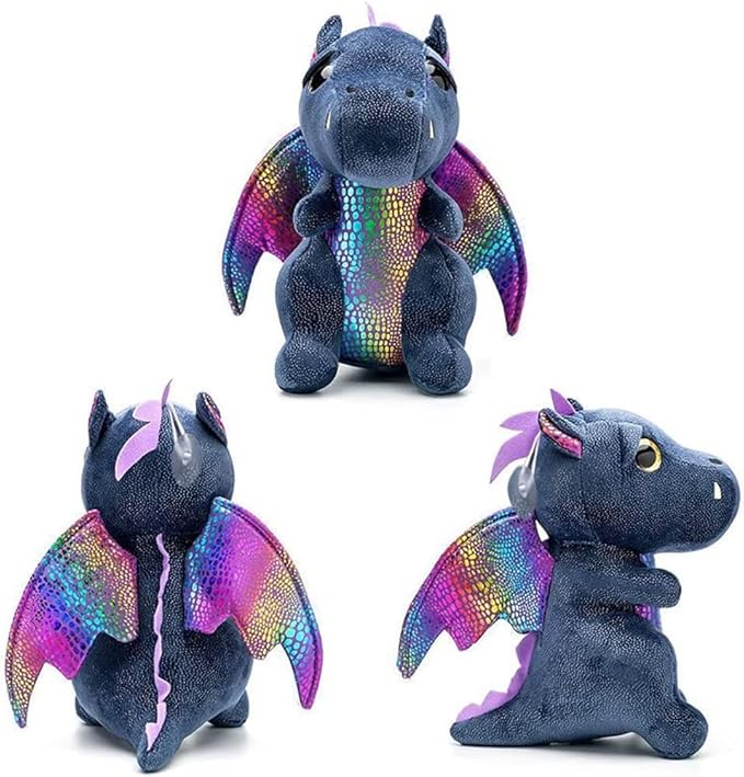 Dragon Stuffed Animals Soft Plush Cute Dragon Doll for Boys Girls 10 in (xiaofeilong heise)