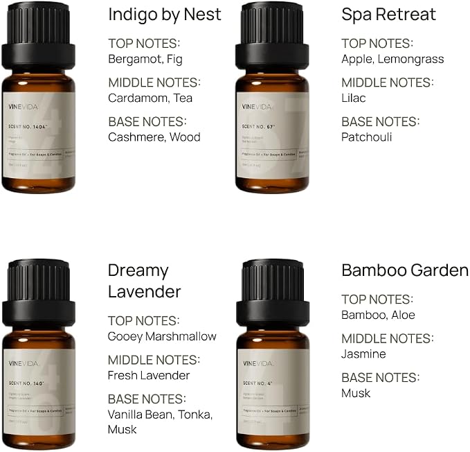 VINEVIDA [Set of 8] Spa Scents for Candle Making, Made in USA Candle Fragrance Oil, Soap Making Essential Oils, Diffuser Oil Scents