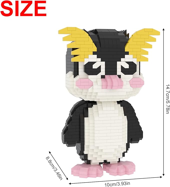 Larcele Animal Series Micro Building Blocks Animal Set, DIY Mini 3D Building Toy Bricks Kit,1094 Pieces KLJM-07 (Rockhopper Penguin)