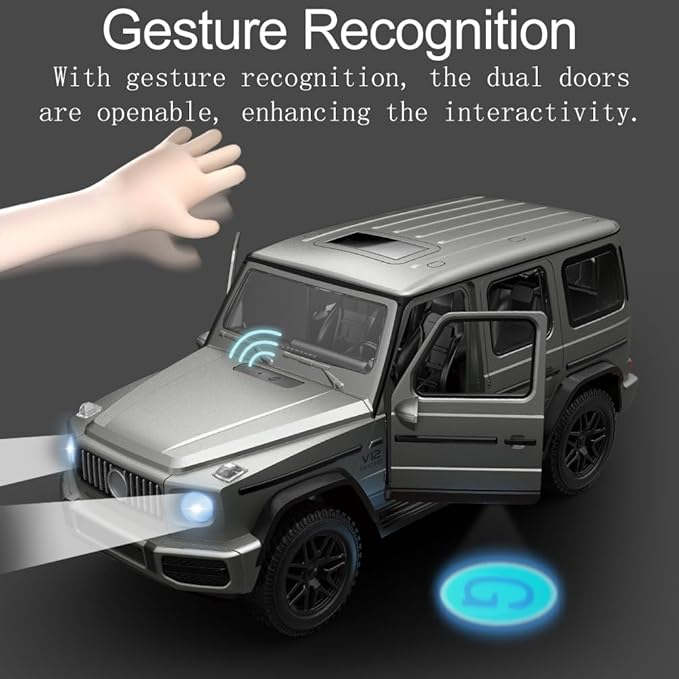 SNACKTANT 2.4G RC Cars for Kids, 1:14 Remote Control Jeep Toy with LED Lights, Gesture Sensing Open Doors Racing SUV Truck, Off-Road All Terrain Crawler Vehicle Toy, Birthday for Boys