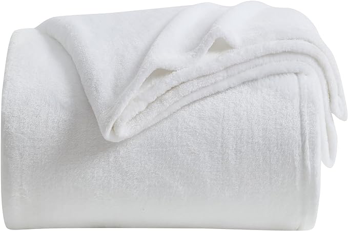 KMUSET Fleece Blanket King Size White Lightweight Super Soft Cozy Luxury Bed Blankets Microfiber Factory Shop(90 * 108)