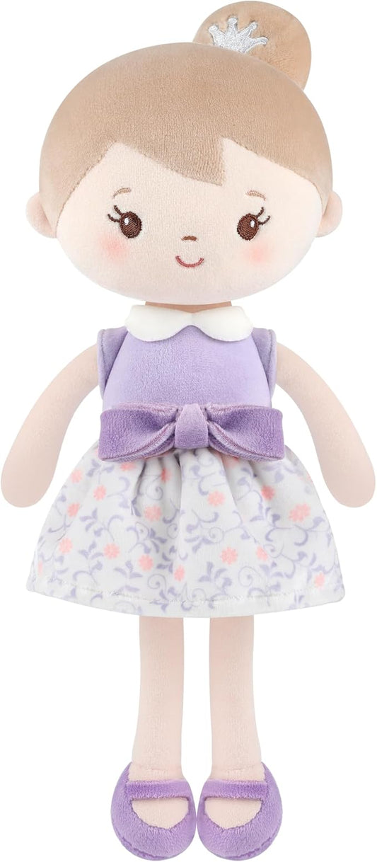 Soft Plush Baby Doll for Girls (12") - My First Baby Doll Gift for Girls, Toddlers & Infants, Machine Washable Rag Doll Toy - Purple Skirt Girl
