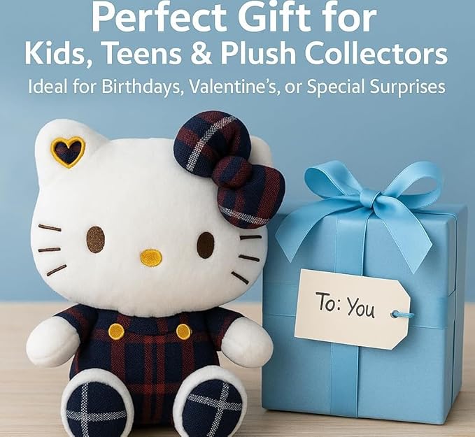 AlphaDesignLuxe Kitty Plush 10” Collectible Kitty Plushie Cute Stuffed Animal Toy Adorable Kawaii Doll (Uniform)