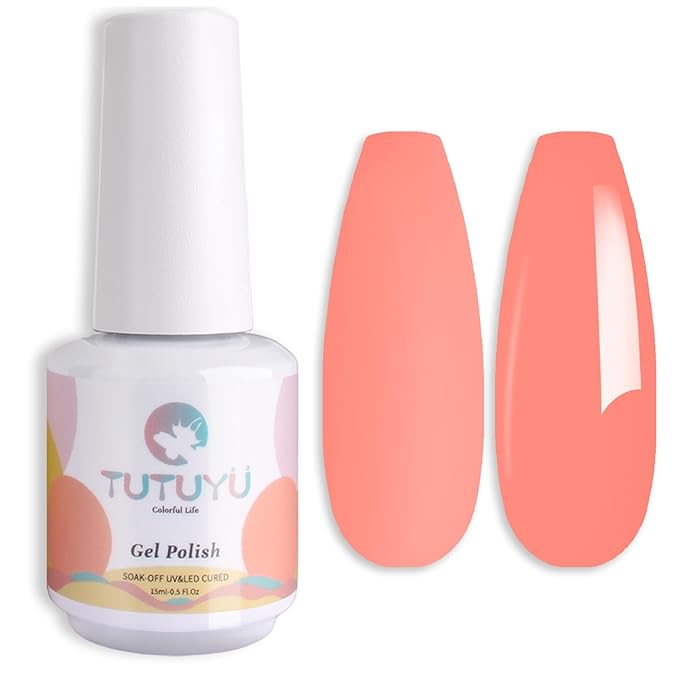 Light Coral Orange Gel Nail Polish, 15ml Orange Gel Polish for DIY Nail Art Starter or Manicure Salon,Spring Summer Fall Colors,UV NAIL Lamp Needed - GP0106