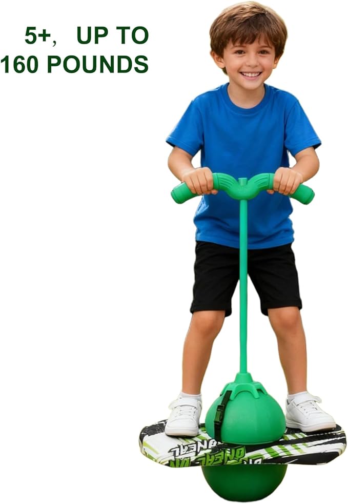 Pogo Ball with Handle, Pogo Stick Pogo Jumper for Kids Ages 6 & Up and Adults, Great Gifts for Boys and Girls, with Pump and Strong Grip Deck