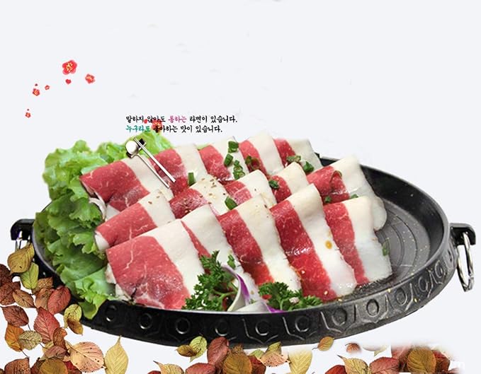 Korean Style BBQ Grill Pan with Maifan Coated Surface Non-stick Smokeless Barbecue Plate for Indoor Outdoor Grilling 32x32cm