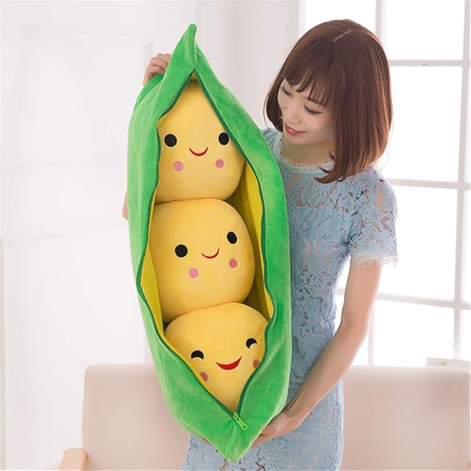 Giant Peas in A Pod Plush Toy Pea Pod Pillow Cute Pea Stuffed Toys Plant Doll Various Sizes (Yellow Beans,35.4''/90cm)