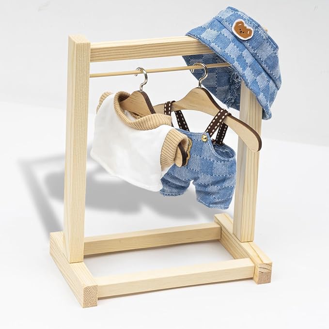 Clothes for 17cm Dolls(NO Doll) Outfit with Accessories Suit Cute Stylish Dress Up Set Denim Plaid