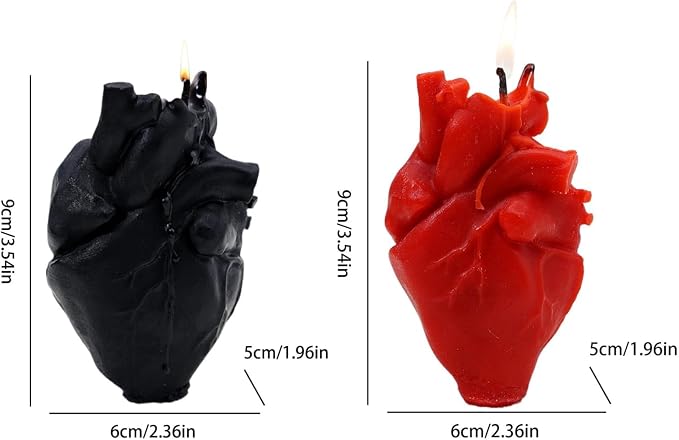 Anatomical Heart Shaped Candle Gift Pine Fragrance Natural Soy Wax Handmade Aromatherapy Candle Candles for Home Scented for Meditation Stress Relief Mood 3.5x2.3 in