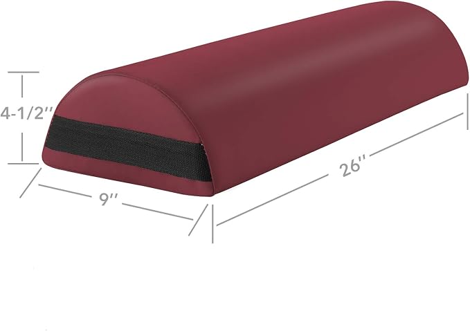 Saloniture Jumbo Half Round Massage Table Bolster Under-Knee Pillow Pad - 26 x 9 x 4.5 Inch - Burgundy