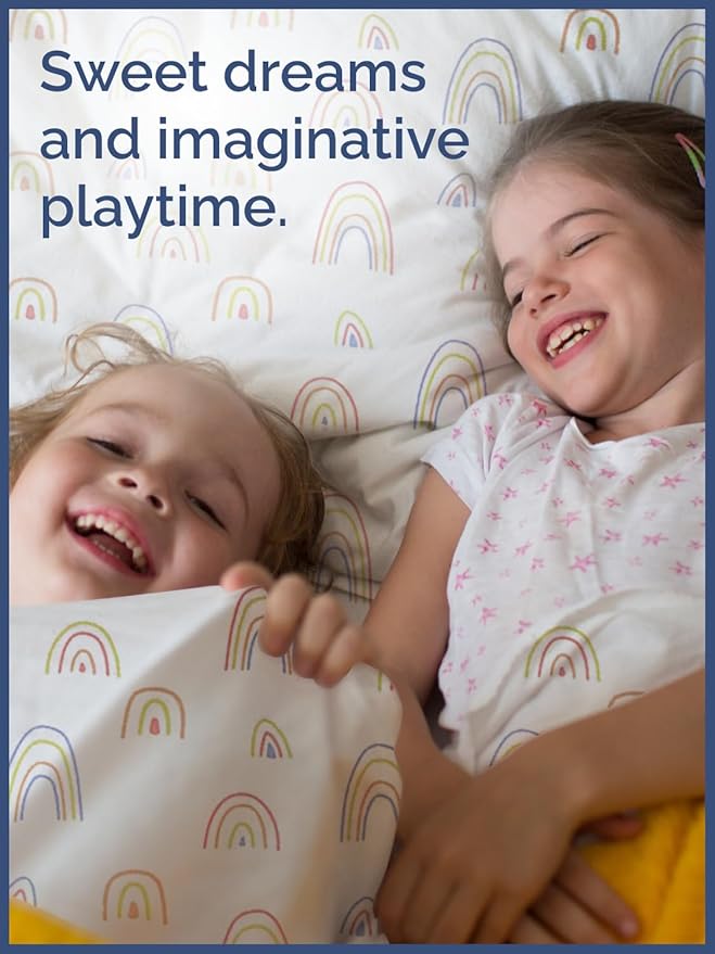 Kids Twin Size Bed Sheet Set - 3 Piece Kids Loft Bed Sheets - Rainbow Cartoon Theme Bedding - Soft, Cute and Cozy - Breathable and Machine Washable - Colorful Bed Set for Boys, Girls, Teens & Toddlers