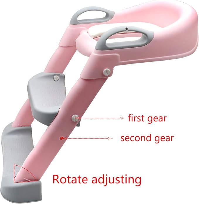 HongK- Classic Potty Training Toilet Ladder Seat With Upgraded Cushion Step Stool Ladder Toilet Chair/Toilet Trainer for Baby Toddler Kids Children In Pink [P/N: ET-BABY002-PINK-C]