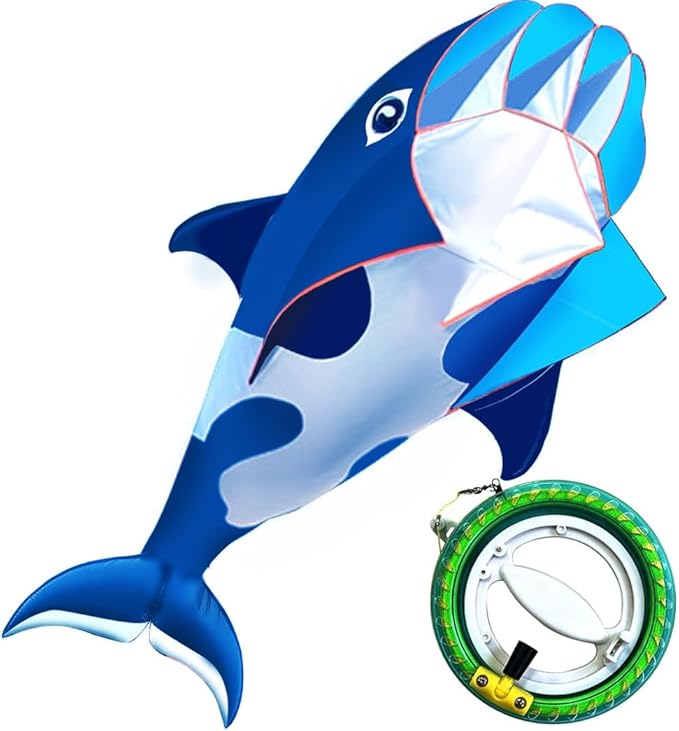 HENGDA KITE 3D Kite for Kids and Adults,Easy to Fly,Excellent Fabric and Structure Design，Huge Frameless Soft Parafoil Giant Whales Dolphins Kite