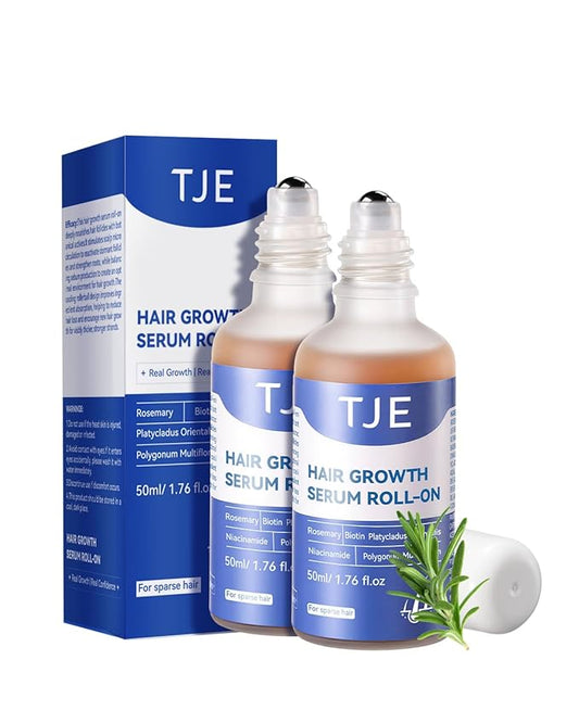 Hair Growth Serum Roll-On, 2 x 1.76 fl oz | Value Pack | Extra Large Supply | Fast-Absorbing, No-Rinse | Rosemary, Caffeine, Niacinamide & Biotin | Mother’s Day Gift