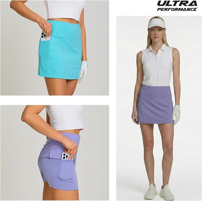 Ultra Performance Womens Golf Skirt 2 Pack Women’s Tennis Skort with Compression Liner Athletic Skirts for Women with Pockets