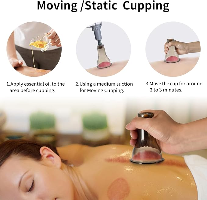 Cupping Therapy Set w/ 18 Massage Cups for Pain Relief Physical Therapy Cupping Kit for Massage Therapy with Vacuum Pump, Black Box