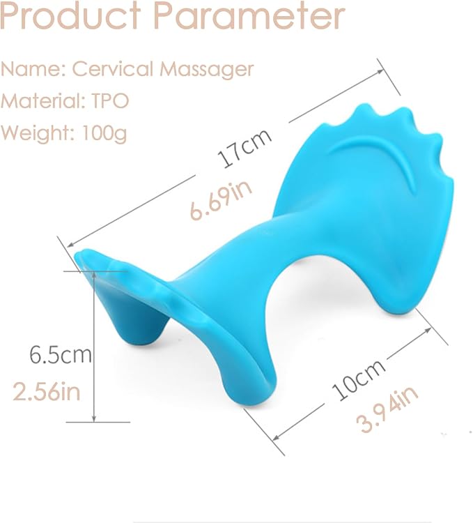 Manual Portable Neck and Cervical Massager Office Acupressure Head and Neck Fatigue Relief Massage (Rose red)