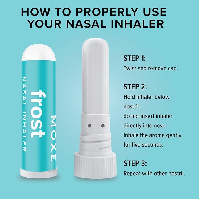 MOXE Frost - Energizing Aromatherapy Nasal Inhaler - Alleviate Headaches, Boost Focus & Energy - Cooling Sinus Blaster - Includes Peppermint, Eucalyptus, & Wintergreen Essential Oils - USA (3-Pack)