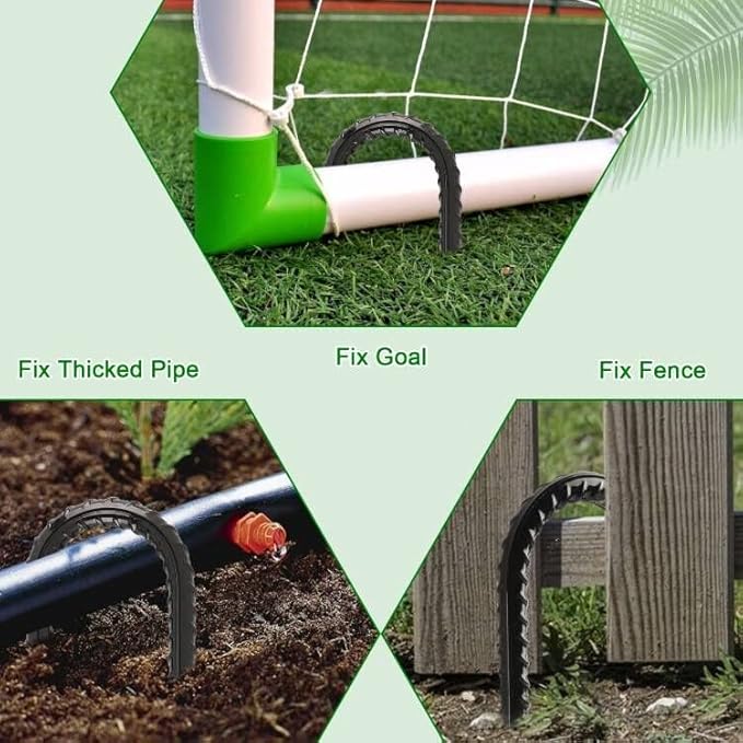 FEED GARDEN 12 Inch 8 Pack Rebar Stakes Heavy Duty J Hook, Galvanized Ground Stakes Tent Stakes Steel Ground Anchors, Chain Link Fence Stakes, Trampoline Stakes, Black