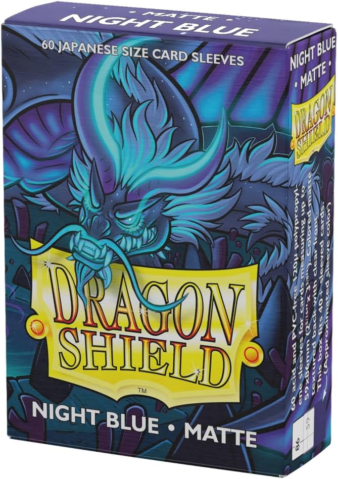 Dragon Shield Card Sleeves, Matte Night Blue 60CT - Sturdy, Smooth & Tough - Japanese Size - Compatible with Pokemon, Yugioh & More - PVC-free, Archival Safe