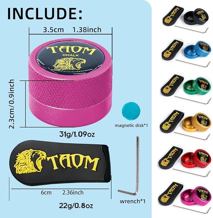TAOM Pool Chalk Holder Round Shaped Practical Tool Billiards Accessories Magnetic Mini Chalk Tip Case Container Round Box Billiards