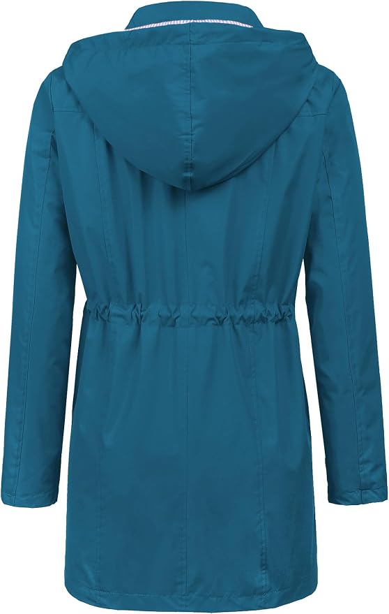 LOMON Raincoat Women Waterproof Long Hooded Trench Coats Lined Windbreaker Travel Jacket S-XXL