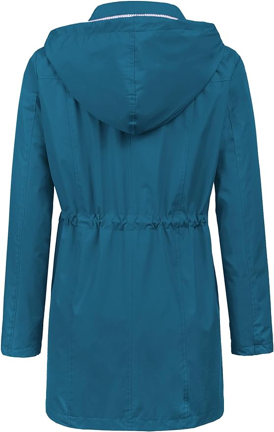 LOMON Raincoat Women Waterproof Long Hooded Trench Coats Lined Windbreaker Travel Jacket S-XXL