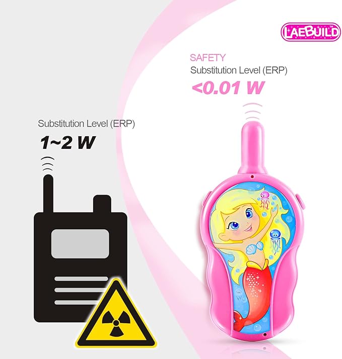 Walkie Talkies for Kids, Toys for 3 4 5 6 7 Year Old Girls Boys, Long Range Walkie Talkies for Toddlers, Mini Pink Cute Mermaid Christmas Birthday Easter Gifts Indoor Outside Games (2 Pack)