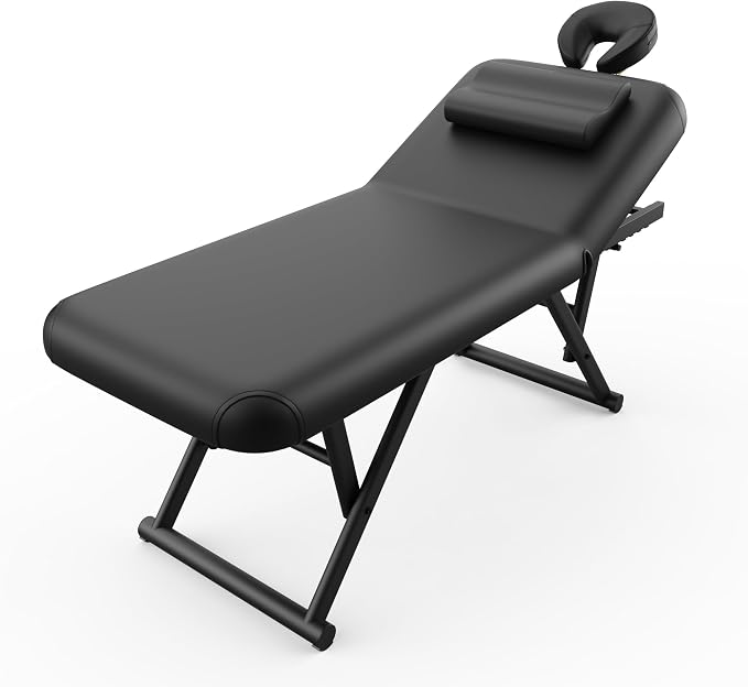 Olela Heavy Duty Stationary Massage Table - Adjustable Massage Table with Adjustable Height & Backrest, Spa Tables with PU Leather, C-Shaped Pillow and Sturdy Metal Frame Support Up to 1000LBS