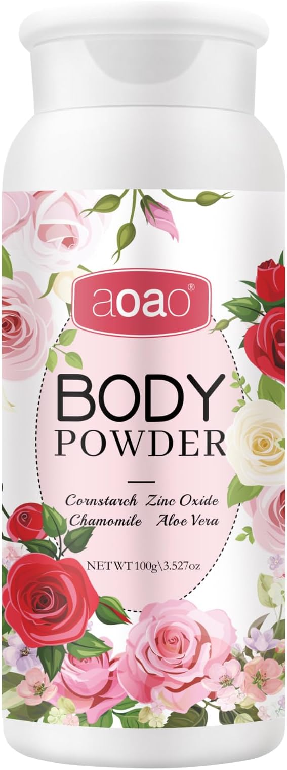 AOAO Women's Body Powder, Talc-Free Cashmere Dusting Powder for Women, Anti-Sweat & Chafing for Underarms & Skin Folds, Soothe with Aloe, Protect Zinc Oxide, Ladies Body Powder Daily Care, 3.53oz
