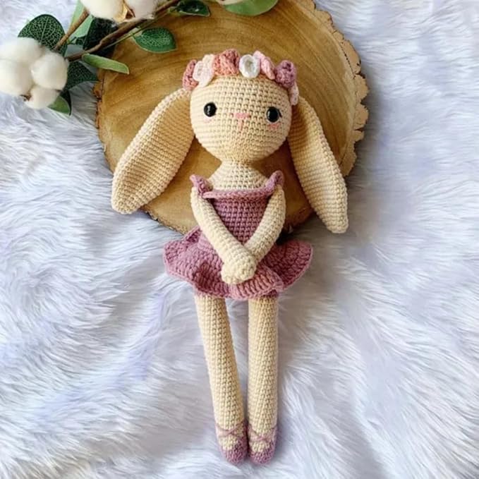 Stuffed Soft Bunny for Kids – Handmade Crochet Rabbit Toy – Long-Lasting Toddler Comfort Toy – Thoughtful Gift for Girls & Bunny Lovers