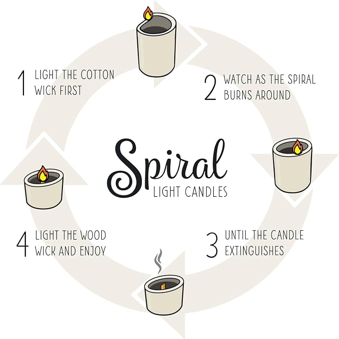 Spiral Light Candles - Vanilla Tobacco (Large) | Cool Decorative Candle for Men & Women | Long Lasting Clean Burning Wax | Luxury Aromatherapy Gift for Birthdays & Housewarming |