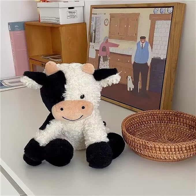 Cow Stuffed Animal Cute Cow Plush Doll Toy 9 inch for Girls Boys Christmas (Cow Sitting)