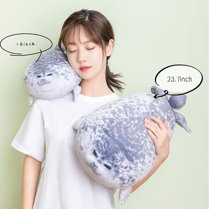 16 inch Cute Seal Plush Pillow: Soft Stuffed Animal Toy,Chubby Blob Seal Plushie for Boys Girls, Room Decor Hugging Pillow for Bed and Sofa Chair, Kids Gifts for Birthday,Valentine,Christmas