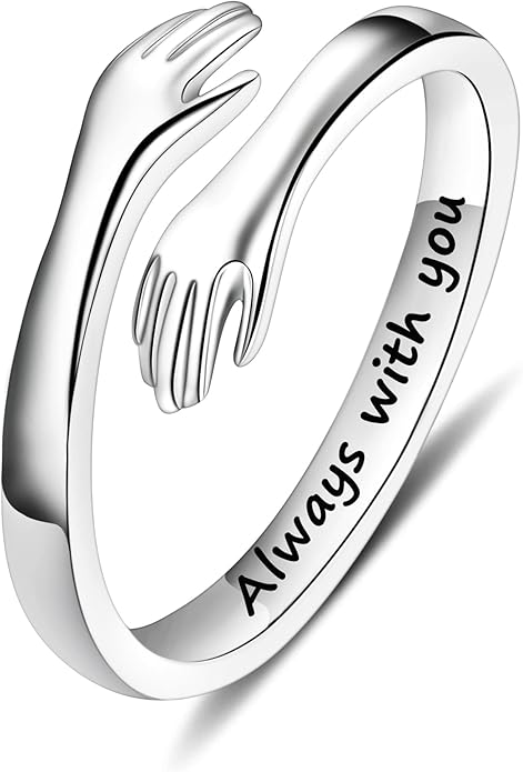 Yesteel Valentines Gifts for Kids Teen Girls - S925 Sterling Silver Hug Ring for Teen Girls Women, Adjustable Ring Jewelry Mothers Day Birthday Gifts for Daughters Mom Sister Wife Friends Grandma