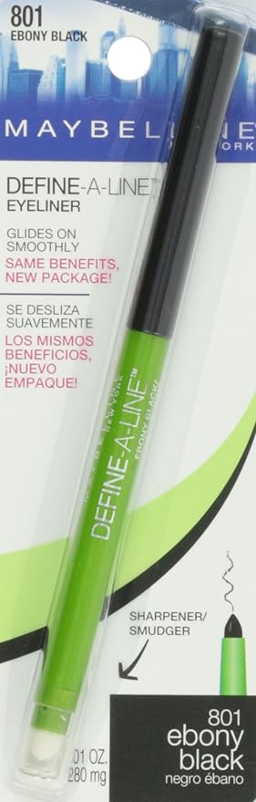 MAYBELLINE New York Define-A-Line Eyeliner, Ebony Black, 0.01 Ounce