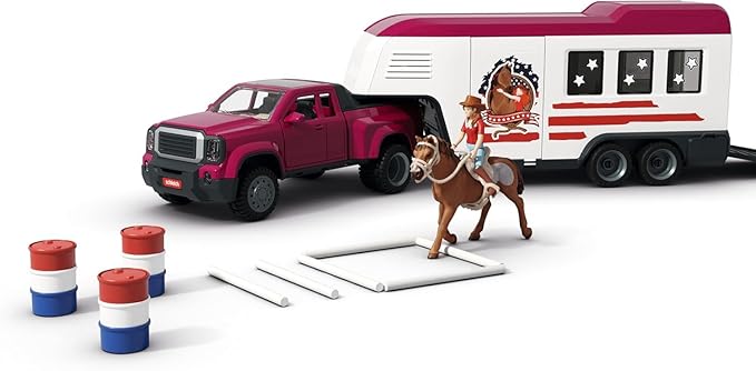 Schleich Horse Club - 119 PC Lakeside Truck and Trailer Playset With 2 Horse Figurines, 2 Poseable Rider Figures and Accessories - Interactive Play for Girls and Boys - Toys for Kids Ages 5+ | 42705