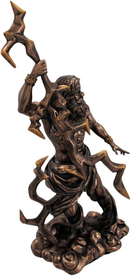 PTC King Zeus Grecian God Throwing Lightning Resin Statue Figurine