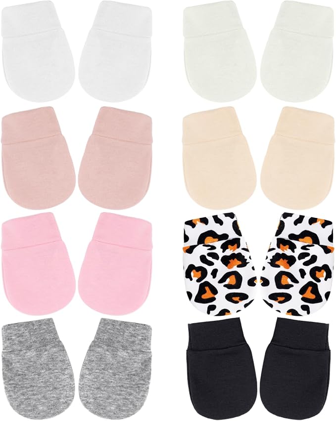 BQUBO Newborn Infant Toddler Mittens No Scratch Cotton Elastic Wrist Gloves Hypoallergenic for 0-6 Months Baby Boys Girls