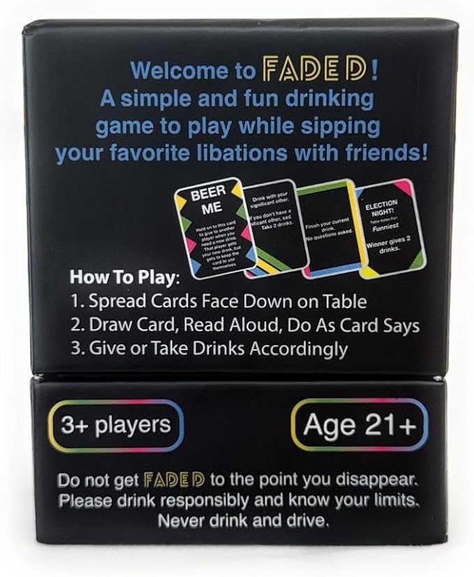 Faded - Drinking Game - Card Game for Parties and Game Nights - 21st Birthday - College - Tailgate - and More!