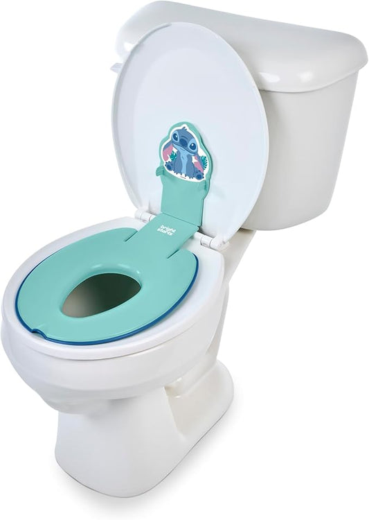Bright Starts Disney Baby Stitch Flip & Sit Potty Training Seat, Attaches to Toilet Securely, Space Saving Design Fits Most Toilets, Easy to Clean