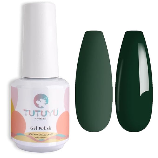 Emerald Green Gel Nail Polish, 0.51 Fl Oz UV/LED Lamp Soak Off Christmas Dark Green Gel Polish kit for Manicure Salon or Nail Art Design at Home- GP0062