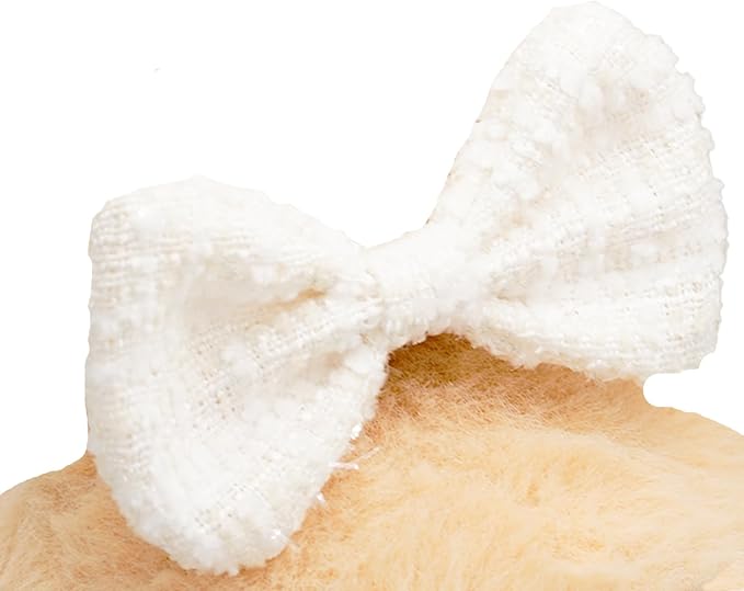 Doll Clothes for 17cm Dolls, Premium Handmade Fashion Clothes 3 Piece Set Including a Weaving Hat, Clothes and Bow with High-End Dolls Accessories for Play & Display - Pure White (No Doll No Logo)