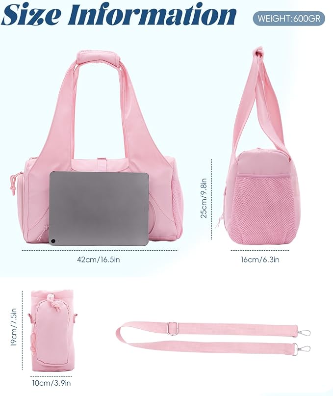 Oweisong Gym Bag for Women Sports Duffel Bag Lightweight Yoga Tote Travel Carry On Handbag with Shoes Compartment