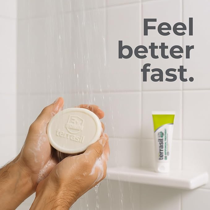 terrasil Antifungal Cream + Antifungal Soap 2-Product Kit Clinically-Proven Clotrimazole Effective Treatment & Relief: Jock Itch Athletes Foot Fungal Yeast Infection Ringworm (50g Tube & 75g bar)