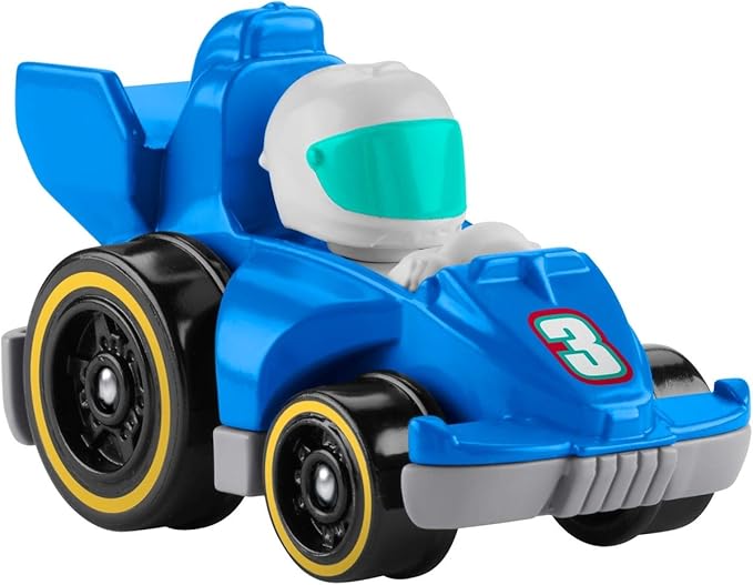 Fisher-Price Little People Wheelies Race Car - GMJ21 ~ Blue #3 Grand Prix Racer