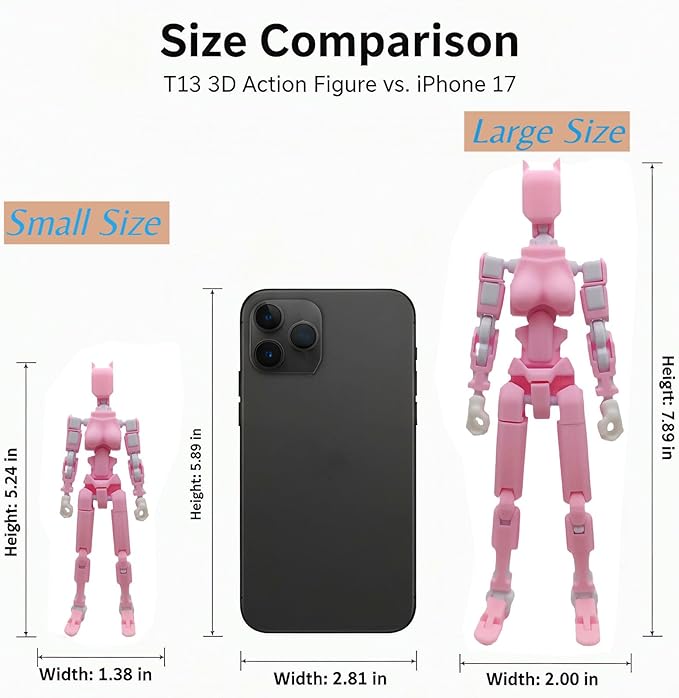 T13 8 inches Large Action Figure (Assembly Completed) Dummy 13 Titan 13 Poseable Collectible Highly Detailed Sculpting & Accessories for Display and Play (Pink White)