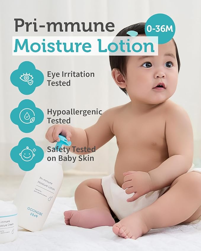 GOONGBE Pri-mmune Shampoo Bath & Moisture Lotion - Korean Baby Cleanser and Body Lotion - Hypoallergenic Moisturizing & Calming Daily Skincare - Gentle Cleanse, Naturally Derived, 11.8 oz.